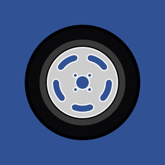 Car wheel sign tire transportation driver machine equipment. Vector auto engine part vehicle. Rubber black rim disc