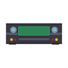 DVD player electronic illustration vector icon. Digital disc black equipment cinema and music. Video record control flat