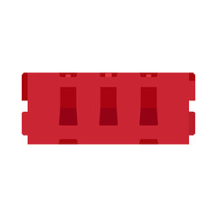 Construction barricade vector red icon sign. Barrier warning safery symbol. Danger traffic road zone. Highway border stop