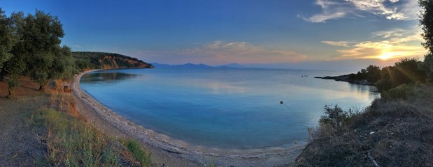 Obraz premium Sunset at the greek coast