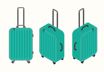 Travel vacations design picture, vector illustration of suitcase, case, bag, briefcase en realistic and isomatric style. Universal for web and mobile UI and application or web.