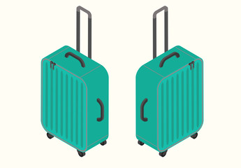 Travel vacations design picture, vector illustration of suitcase, case, bag, briefcase en realistic and isomatric style. Universal for web and mobile UI and application or web.