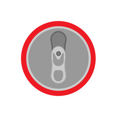 Soda bottle drink top view vector icon illustration beverage. Above red container cola food. Cartoon flat aluminum can