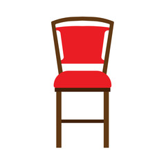 Wooden chair front view vector icon furniture. Classic interior sit. Retro brown cartoon home element flat room