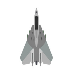 Military aircraft vector icon top view. Aviation air fighter jet. War plane advanced. Interceptor speed game navy vehicle