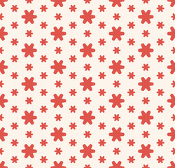 Fototapeta na wymiar Simple abstract red and white floral seamless pattern. Vector geometric texture