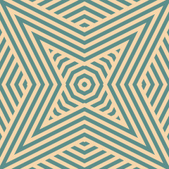 Teal and tan vector geometric seamless pattern with stripes, diagonal lines