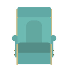 Lounge chair vector icon furniture design. Relax room symbol front. Cartoon armchair interior seat. Flat sofa deck element