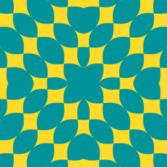 Vector abstract geometric seamless pattern. Yellow and turquoise ornament