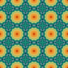 abstract floral teal, sandy brown and dark sea green color pattern. seamless decorative backdrop for banner, cards, poster or creative fasion design