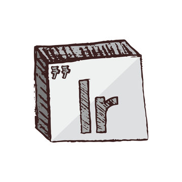 recommend clip art: Vector three-dimensional hand drawn chemical gray-white symbol of iridium with an abbreviation Ir from the periodic table of the elements isolated on a white background.