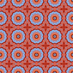 seamless wallpaper pattern with coffee, orange red and sky blue colors. can be used for cards, posters, banner or texture fasion design