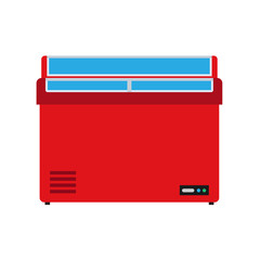 Shop freezer vector icon supermarket. Fridge food store market shelf. Business commercial equipment interior grocery glass display