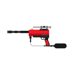 Paintball gun vector icon extreme sport equipment. Game battle fun weapon marker isolated. Leisure ammunition rifle