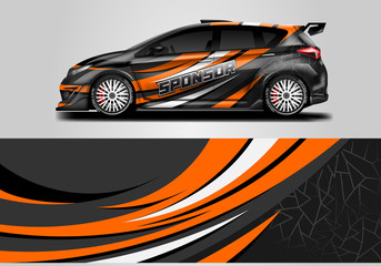 Obraz premium Car wrap livery decal vector , supercar, rally, drift . Graphic abstract stripe racing background . Eps 10