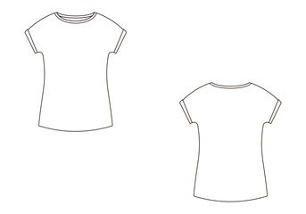 Fashion technical sketch of t-shirt in vector graphic