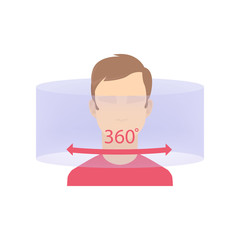 Man use 360 degree virtual reality or augmented reality