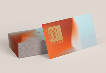 Abstract Business Card Layout with Coral and Terracotta Gradient