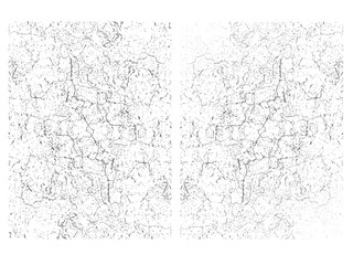 set of two grunge textures for design. isolated on white background. peeling paint with cracks