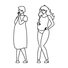 couple of beautiful pregnancy women characters