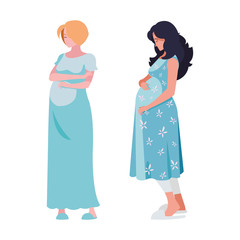 couple of beautiful pregnancy women characters