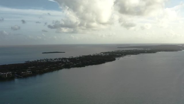 Aerial video looking along key largo and its southern islands