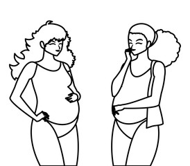 couple of beautiful pregnancy women characters