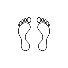 Fototapeta na wymiar Footprint vector icon on white background. Foot sign. Outline style vector. Footprint vector clip art. Footprint black shape.