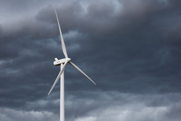 Stormy Weather Wind Turbine From Front Angle