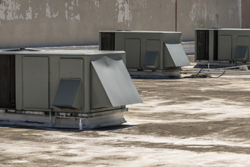 Air conditioning units on top of modern building