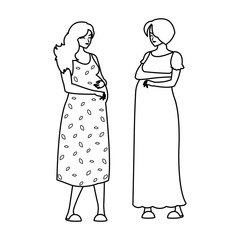 couple of beautiful pregnancy women characters