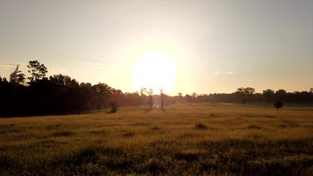 Quick sunrise time lapse over an open field.