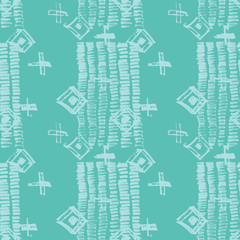 Tie Dye Japanese Geometric Modern Seamless Pattern. Boho Tie Dye Japan Batik. Scribble Cartoon Doodle Craft Texture. Geo Wabi Sabi Decorative Kimono Print. Scribble Craft Doodle Seamless Collage