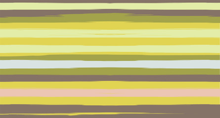 Orange, Brown Lines Seamless Summer Pattern, Vector Watercolor Sailor Stripes. Retro Vintage Grunge Fabric Fashion Design Horizontal Brushstrokes. Simple Painted Ink Trace, Geometric Cool Autumn Print