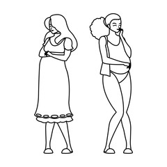 couple of beautiful pregnancy women characters