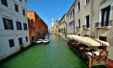 Fototapeta na wymiar gondolas on grand canal in venice 5