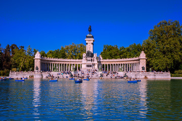 Fototapeta na wymiar The “Buen Retiro” Park in Madrid. Retiro Park is one of the largest parks of the city of Madrid, Spain. Picture taken – 27 April 2019.