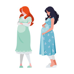 couple of beautiful pregnancy women characters