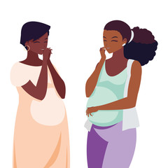 couple of afro pregnancy women characters