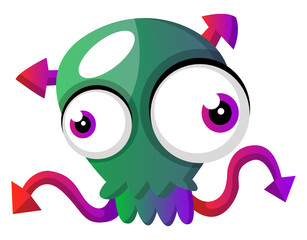 Skull shaped green meduza illustration vector on white background © Morphart