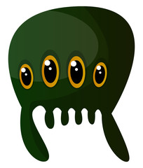 Green meduza monster with four eyes illustration vector on white background © Morphart