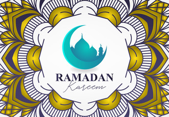 Fototapeta na wymiar Ramadan Kareem Background in Mandala Style