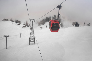 Gulmarg World is highest gondola ride the attractions travel destination for tourism summit to enjoy activities like skiing, ski bikes, sledging, snow mobile in Srinagar, Jammu and Kashmir, India © pomphotothailand