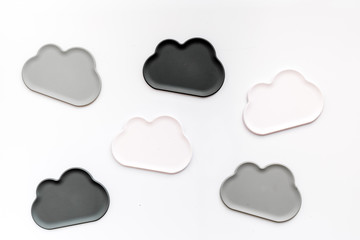 cloud computing concept with clouds on white background top view