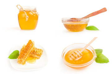Set of honey isolated on a white background cutout