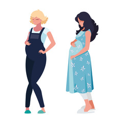 couple of beautiful pregnancy women characters