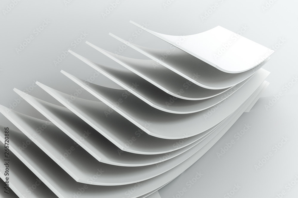 Poster 3d rendering, curve surface and light background