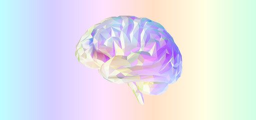 Colorful polygonal brain isolated on multi color BG