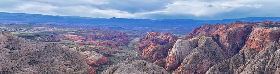 Snow Canyon Overlook, views from the Red Mountain Wilderness hiking trail head, State Park, St George, Utah, United States 
