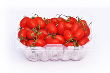 Cherry tomatoes isolated on white wackground  